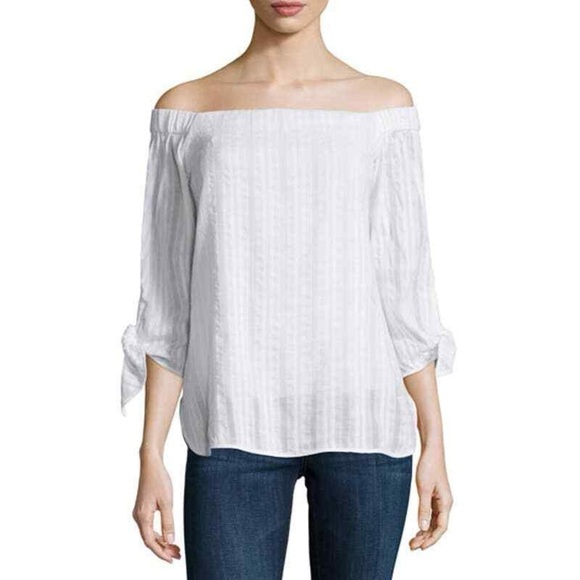 Bailey 44 White Off-Shoulder Blouse with Tie Sleeves - Picture 3 of 16